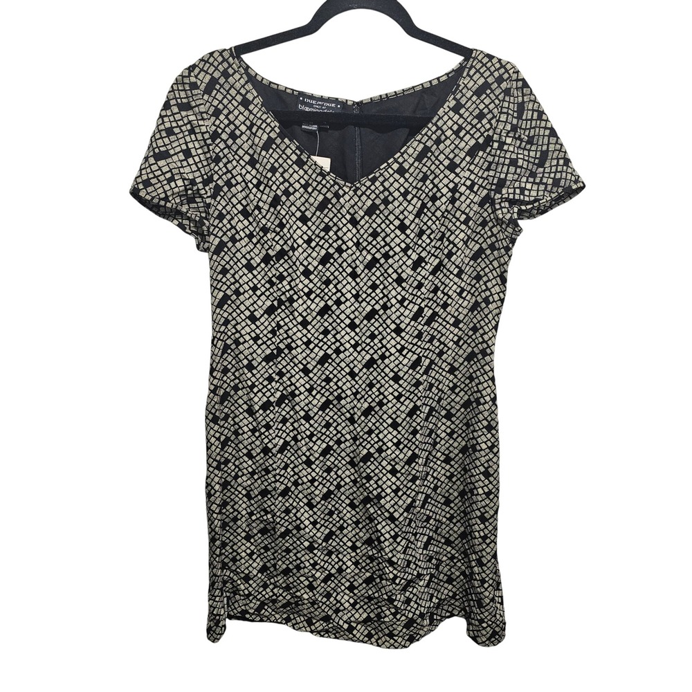 Vintage Due Per Due Black And‎ White Geo Print Mini Dress 100% Silk Size 12